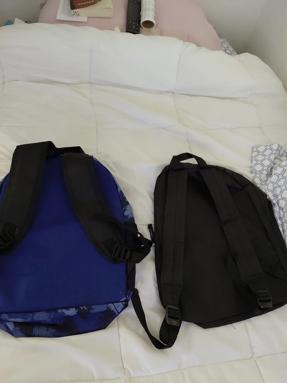 NWT Set of Two Unisex Backpacks Black & Blue with Black and Blue Camo 13x17 ish